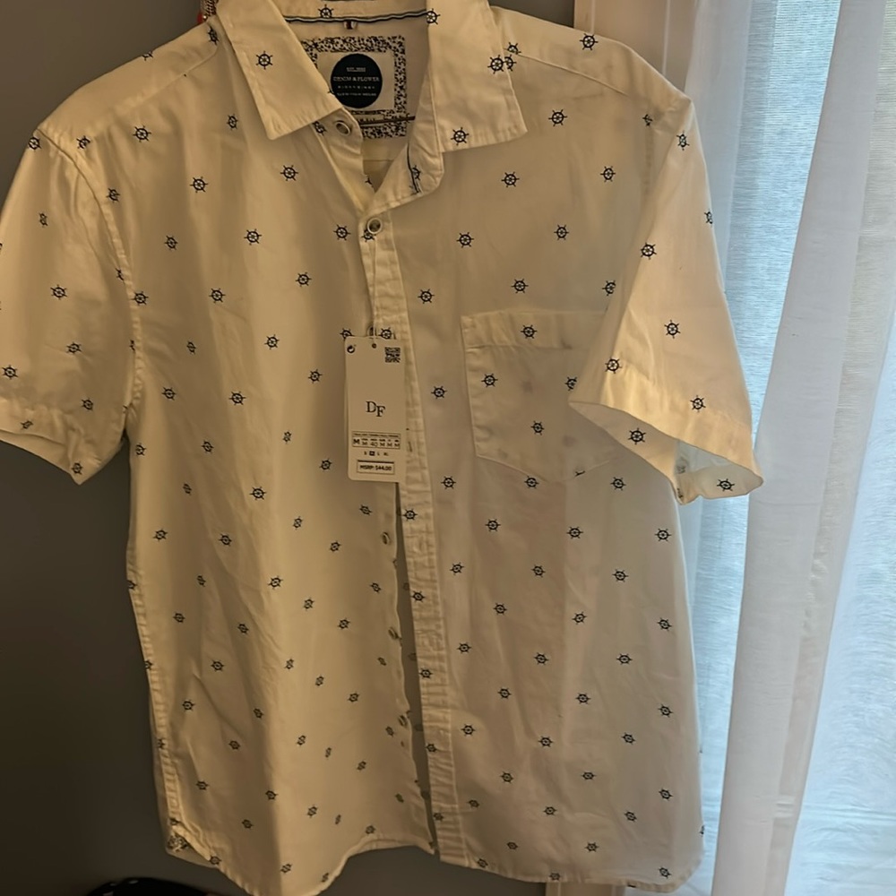 Denim and flower brand short sleeve shirt new with tag